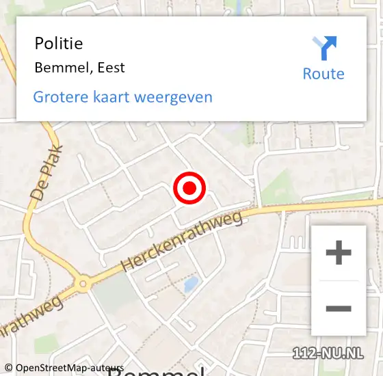 Locatie op kaart van de 112 melding: Politie Bemmel, Eest op 18 augustus 2023 10:19