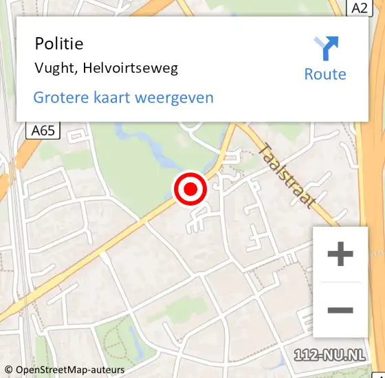 Locatie op kaart van de 112 melding: Politie Vught, Helvoirtseweg op 18 augustus 2023 11:06
