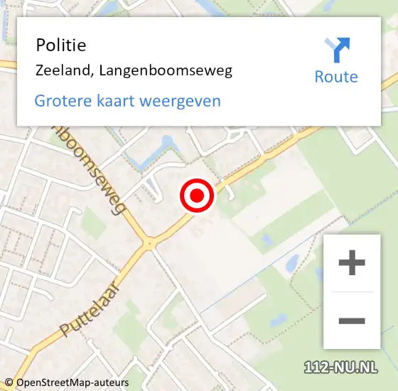 Locatie op kaart van de 112 melding: Politie Zeeland, Langenboomseweg op 18 augustus 2023 12:01