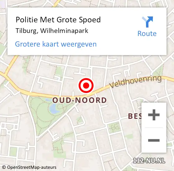 Locatie op kaart van de 112 melding: Politie Met Grote Spoed Naar Tilburg, Wilhelminapark op 18 augustus 2023 12:07