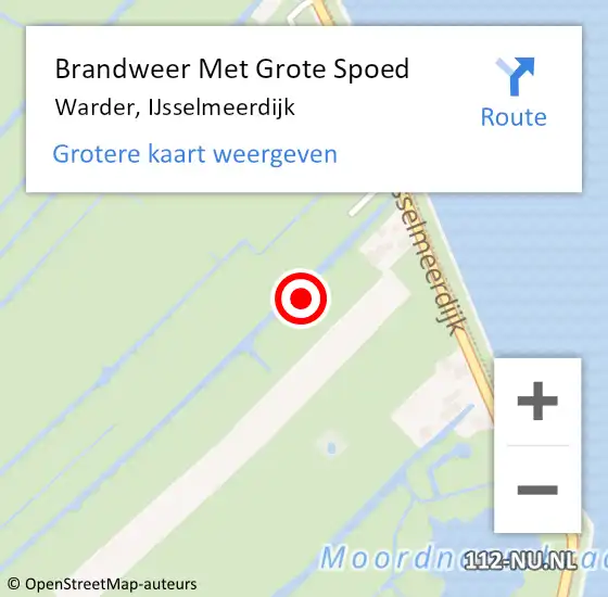 Locatie op kaart van de 112 melding: Brandweer Met Grote Spoed Naar Warder, IJsselmeerdijk op 18 augustus 2023 12:24