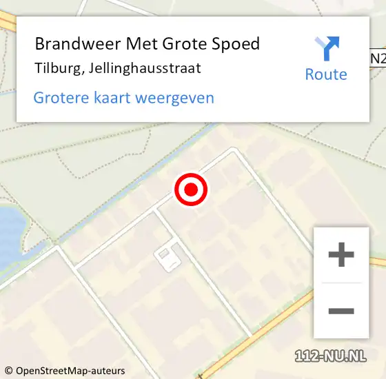 Locatie op kaart van de 112 melding: Brandweer Met Grote Spoed Naar Tilburg, Jellinghausstraat op 18 augustus 2023 12:55