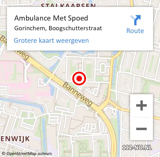 Locatie op kaart van de 112 melding: Ambulance Met Spoed Naar Gorinchem, Boogschutterstraat op 18 augustus 2023 13:39