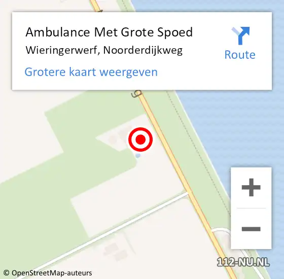 Locatie op kaart van de 112 melding: Ambulance Met Grote Spoed Naar Wieringerwerf, Noorderdijkweg op 18 augustus 2023 14:24