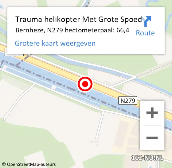 Locatie op kaart van de 112 melding: Trauma helikopter Met Grote Spoed Naar Bernheze, N279 hectometerpaal: 66,4 op 18 augustus 2023 14:49