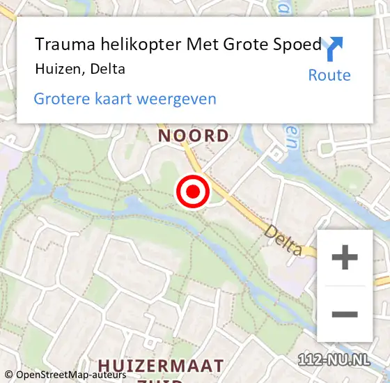 Locatie op kaart van de 112 melding: Trauma helikopter Met Grote Spoed Naar Huizen, Delta op 18 augustus 2023 15:41