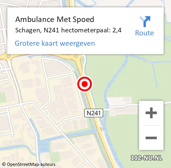 Locatie op kaart van de 112 melding: Ambulance Met Spoed Naar Schagen, N241 hectometerpaal: 2,4 op 18 augustus 2023 16:34