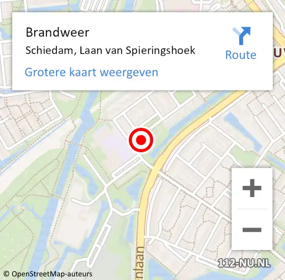 Locatie op kaart van de 112 melding: Brandweer Schiedam, Laan van Spieringshoek op 18 augustus 2023 16:52