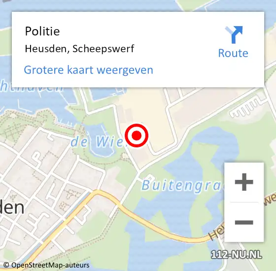 Locatie op kaart van de 112 melding: Politie Heusden, Scheepswerf op 18 augustus 2023 19:22