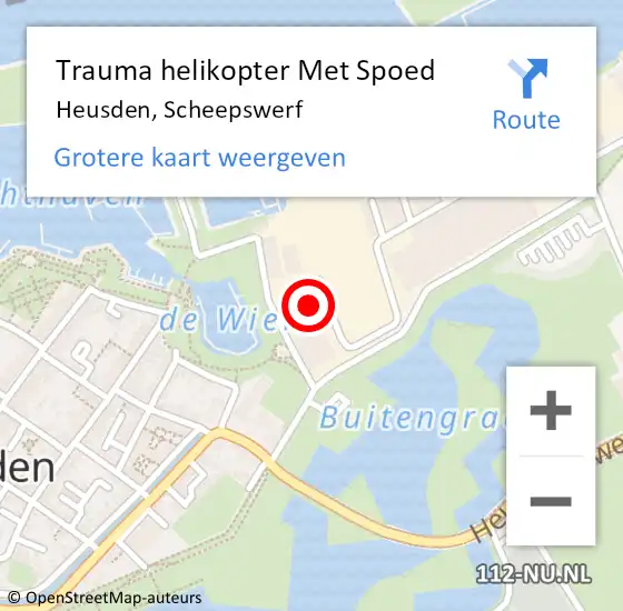 Locatie op kaart van de 112 melding: Trauma helikopter Met Spoed Naar Heusden, Scheepswerf op 18 augustus 2023 19:24