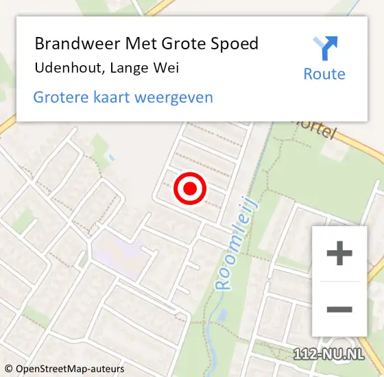 Locatie op kaart van de 112 melding: Brandweer Met Grote Spoed Naar Udenhout, Lange Wei op 18 augustus 2023 21:11