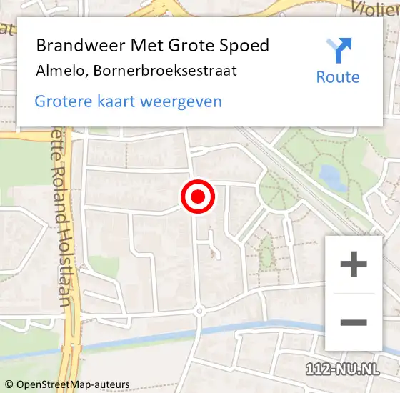 Locatie op kaart van de 112 melding: Brandweer Met Grote Spoed Naar Almelo, Bornerbroeksestraat op 19 augustus 2023 02:48
