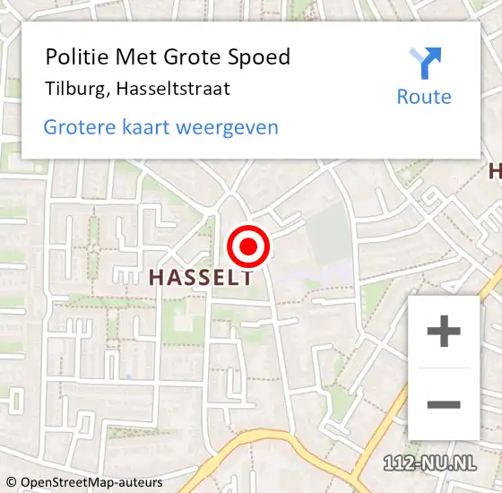 Locatie op kaart van de 112 melding: Politie Met Grote Spoed Naar Tilburg, Hasseltstraat op 19 augustus 2023 06:10