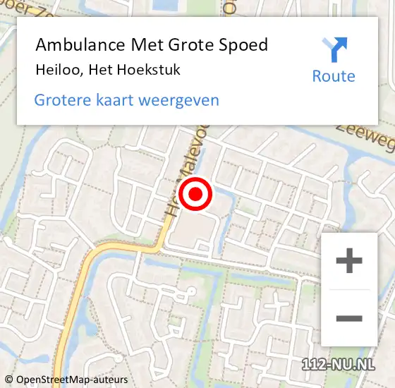 Locatie op kaart van de 112 melding: Ambulance Met Grote Spoed Naar Heiloo, Het Hoekstuk op 19 augustus 2023 07:38