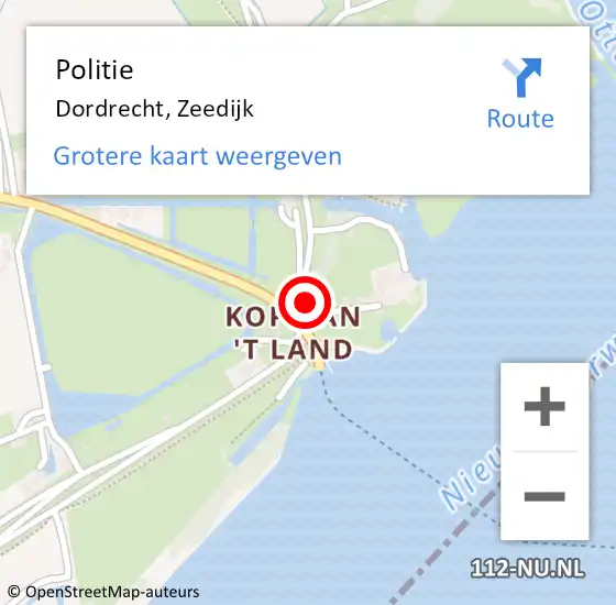 Locatie op kaart van de 112 melding: Politie Dordrecht, Zeedijk op 19 augustus 2023 08:35