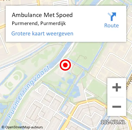 Locatie op kaart van de 112 melding: Ambulance Met Spoed Naar Purmerend, Purmerdijk op 19 augustus 2023 10:14