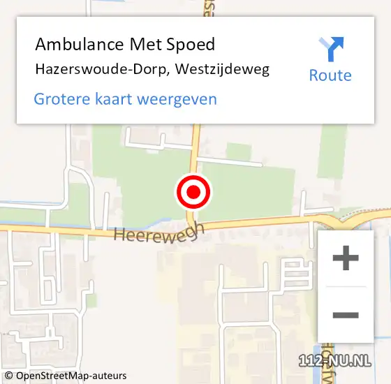 Locatie op kaart van de 112 melding: Ambulance Met Spoed Naar Hazerswoude-Dorp, Westzijdeweg op 19 augustus 2023 10:27
