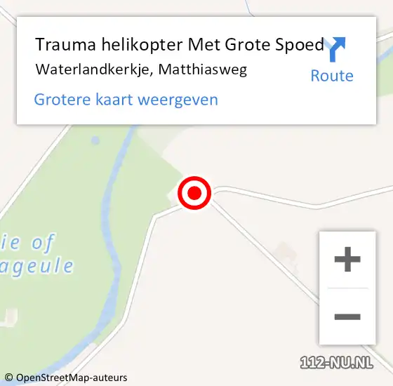 Locatie op kaart van de 112 melding: Trauma helikopter Met Grote Spoed Naar Waterlandkerkje, Matthiasweg op 19 augustus 2023 10:41
