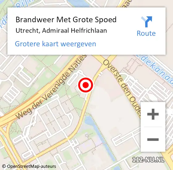 Locatie op kaart van de 112 melding: Brandweer Met Grote Spoed Naar Utrecht, Admiraal Helfrichlaan op 19 augustus 2023 10:55