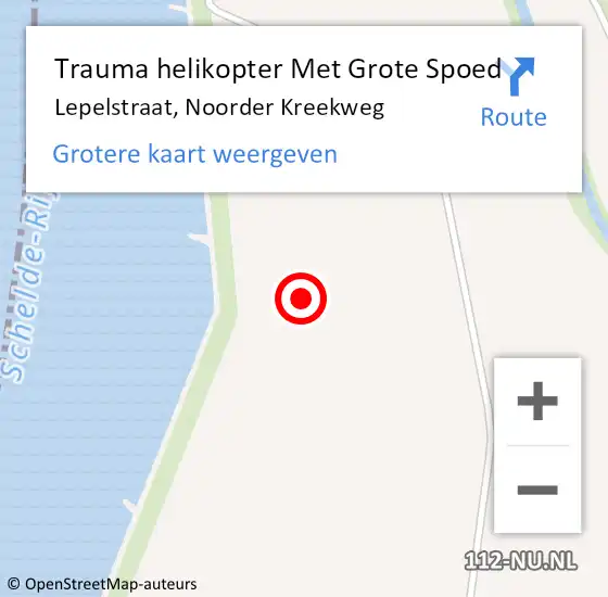 Locatie op kaart van de 112 melding: Trauma helikopter Met Grote Spoed Naar Lepelstraat, Noorder Kreekweg op 19 augustus 2023 11:55