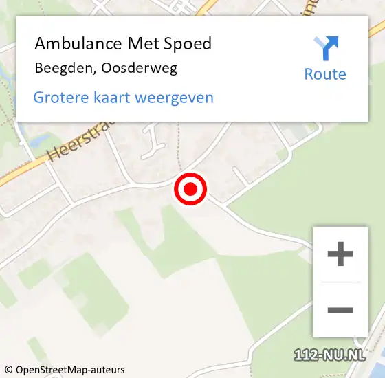 Locatie op kaart van de 112 melding: Ambulance Met Spoed Naar Beegden, Oosderweg op 19 augustus 2023 12:05