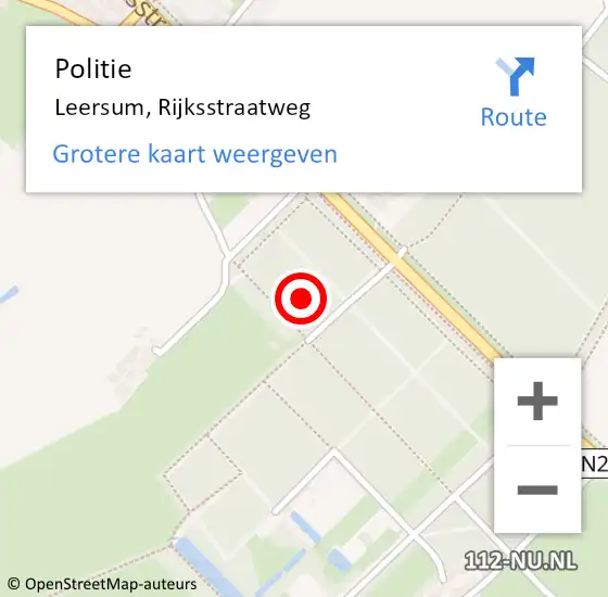 Locatie op kaart van de 112 melding: Politie Leersum, Rijksstraatweg op 19 augustus 2023 12:19