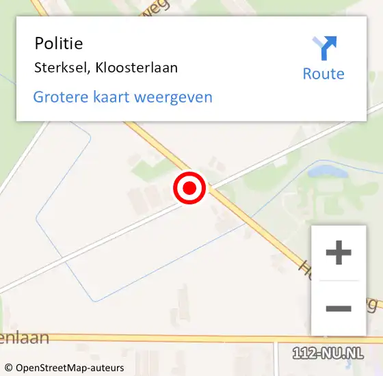 Locatie op kaart van de 112 melding: Politie Sterksel, Kloosterlaan op 19 augustus 2023 13:28