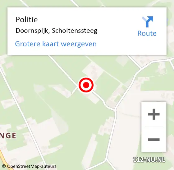 Locatie op kaart van de 112 melding: Politie Doornspijk, Scholtenssteeg op 19 augustus 2023 15:07