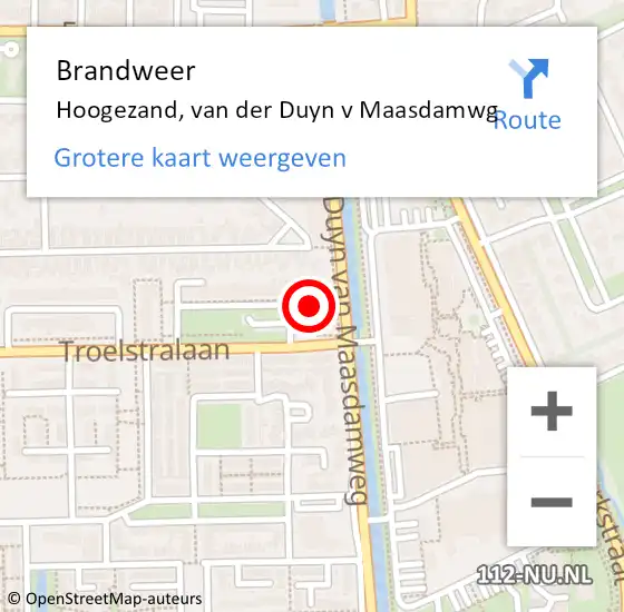 Locatie op kaart van de 112 melding: Brandweer Hoogezand, van der Duyn v Maasdamwg op 19 augustus 2023 16:17