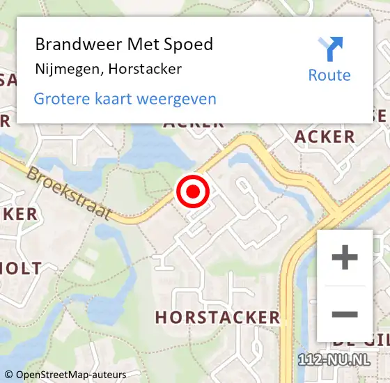 Locatie op kaart van de 112 melding: Brandweer Met Spoed Naar Nijmegen, Horstacker op 19 augustus 2023 17:09
