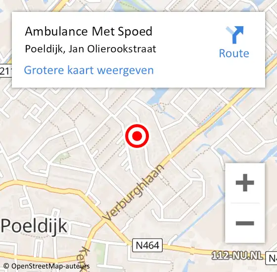 Locatie op kaart van de 112 melding: Ambulance Met Spoed Naar Poeldijk, Jan Olierookstraat op 19 augustus 2023 17:42