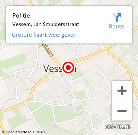 Locatie op kaart van de 112 melding: Politie Vessem, Jan Smuldersstraat op 19 augustus 2023 17:50