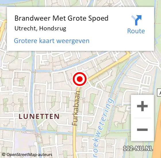Locatie op kaart van de 112 melding: Brandweer Met Grote Spoed Naar Utrecht, Hondsrug op 19 augustus 2023 17:50