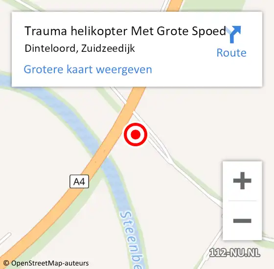 Locatie op kaart van de 112 melding: Trauma helikopter Met Grote Spoed Naar Dinteloord, Zuidzeedijk op 19 augustus 2023 18:31