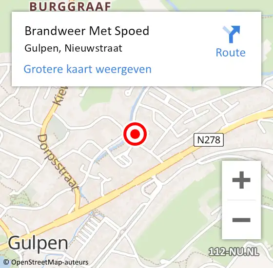 Locatie op kaart van de 112 melding: Brandweer Met Spoed Naar Gulpen, Nieuwstraat op 19 augustus 2023 18:41