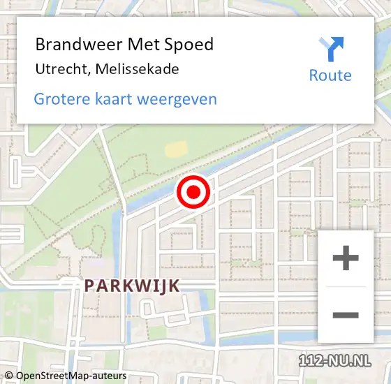 Locatie op kaart van de 112 melding: Brandweer Met Spoed Naar Utrecht, Melissekade op 19 augustus 2023 22:03