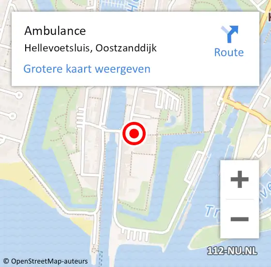Locatie op kaart van de 112 melding: Ambulance Hellevoetsluis, Oostzanddijk op 19 augustus 2023 22:32