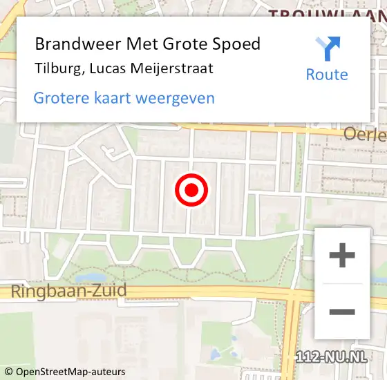 Locatie op kaart van de 112 melding: Brandweer Met Grote Spoed Naar Tilburg, Lucas Meijerstraat op 20 augustus 2023 01:32