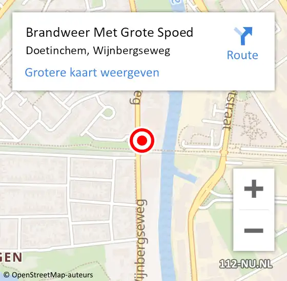 Locatie op kaart van de 112 melding: Brandweer Met Grote Spoed Naar Doetinchem, Wijnbergseweg op 20 augustus 2023 06:05