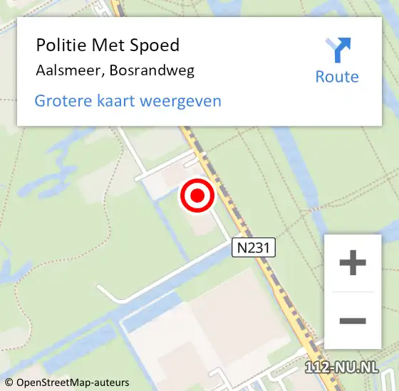 Locatie op kaart van de 112 melding: Politie Met Spoed Naar Aalsmeer, Bosrandweg op 20 augustus 2023 11:54