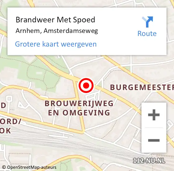 Locatie op kaart van de 112 melding: Brandweer Met Spoed Naar Arnhem, Amsterdamseweg op 20 augustus 2023 12:27