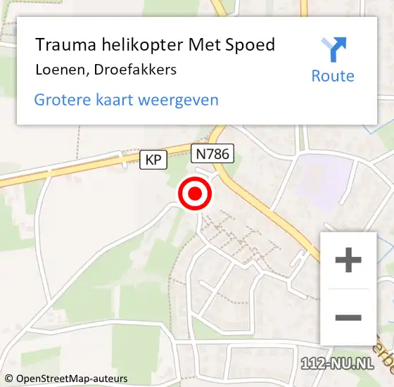 Locatie op kaart van de 112 melding: Trauma helikopter Met Spoed Naar Loenen, Droefakkers op 20 augustus 2023 12:46