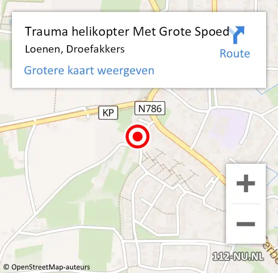 Locatie op kaart van de 112 melding: Trauma helikopter Met Grote Spoed Naar Loenen, Droefakkers op 20 augustus 2023 12:47