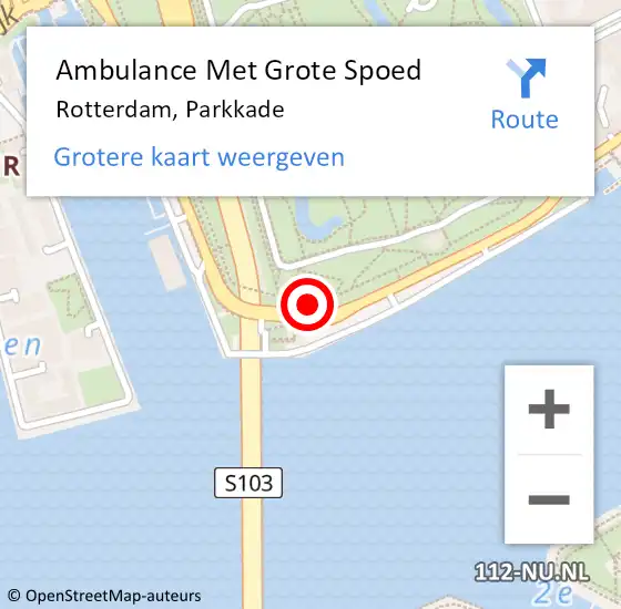 Locatie op kaart van de 112 melding: Ambulance Met Grote Spoed Naar Rotterdam, Parkkade op 20 augustus 2023 13:59
