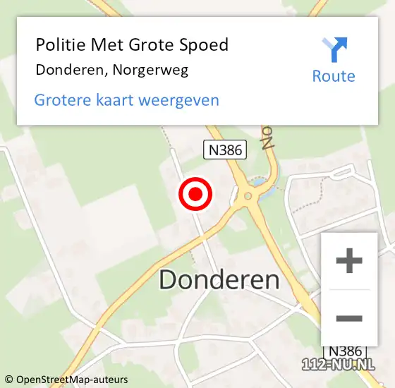 Locatie op kaart van de 112 melding: Politie Met Grote Spoed Naar Donderen, Norgerweg op 20 augustus 2023 15:02