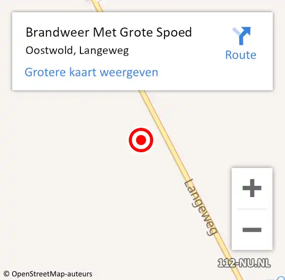 Locatie op kaart van de 112 melding: Brandweer Met Grote Spoed Naar Oostwold, Langeweg op 20 augustus 2023 16:01