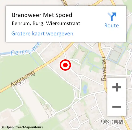 Locatie op kaart van de 112 melding: Brandweer Met Spoed Naar Eenrum, Burg. Wiersumstraat op 20 augustus 2023 16:23