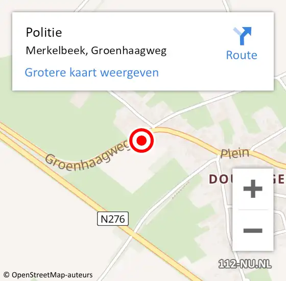Locatie op kaart van de 112 melding: Politie Merkelbeek, Groenhaagweg op 20 augustus 2023 16:27