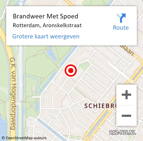 Locatie op kaart van de 112 melding: Brandweer Met Spoed Naar Rotterdam, Aronskelkstraat op 20 augustus 2023 21:51