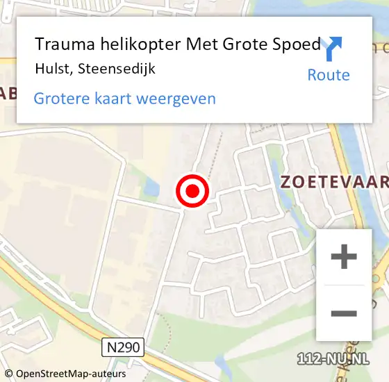 Locatie op kaart van de 112 melding: Trauma helikopter Met Grote Spoed Naar Hulst, Steensedijk op 20 augustus 2023 22:19